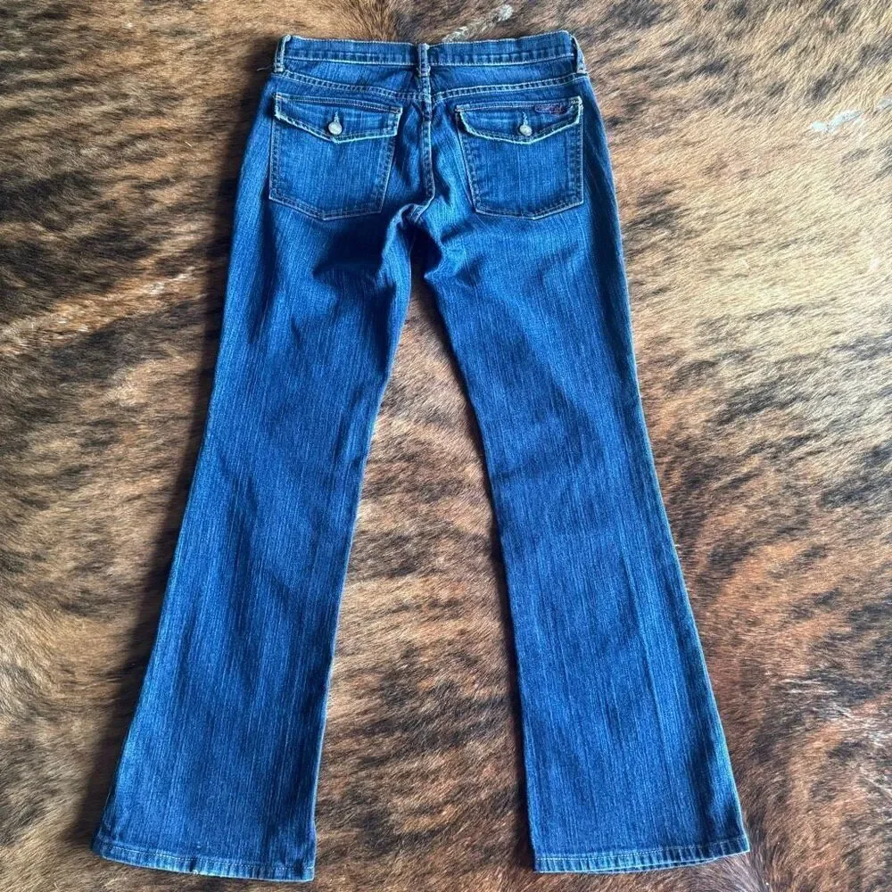 Vintage Y2K Blue Cult Low Rise Boot Cut Flare Designer Denim Jeans USA Size 29
